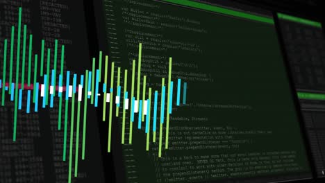 animación del procesamiento de datos financieros sobre un fondo negro
