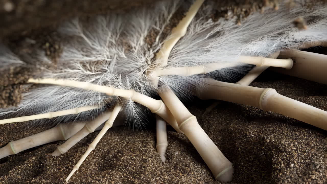 Intricate Organic Growth with Fibrous Roots in Soil