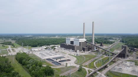 massive dte belle river power plant, panoramic aerial view