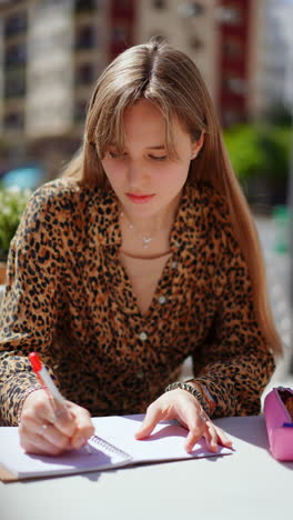 teenager studying outdoors