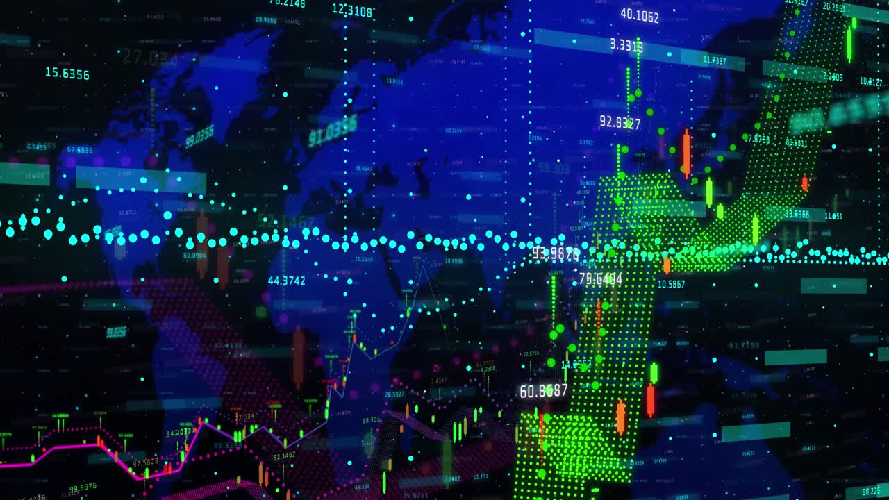 세계 지도를 통해 금융 데이터 처리의 애니메이션