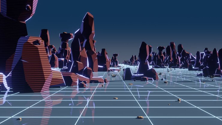 Dark empty planet, retro stylize background, 3d rendering.