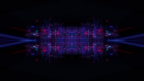 holograma abstracto 3d ciudad digital de grandes datos con matriz futurista.