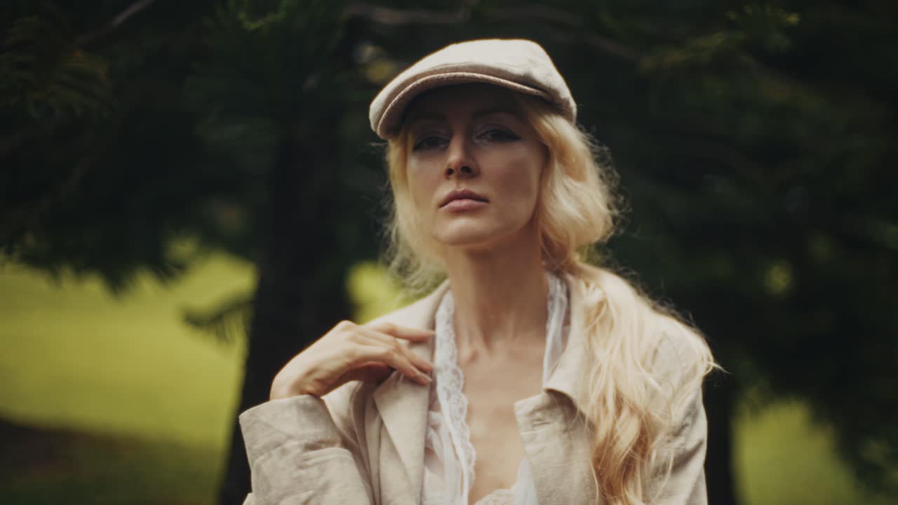 Elegant Woman in Hat Outdoor Portrait