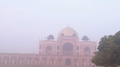 humayun tomb at misty morning from unique perspective shot is taken at delhi india