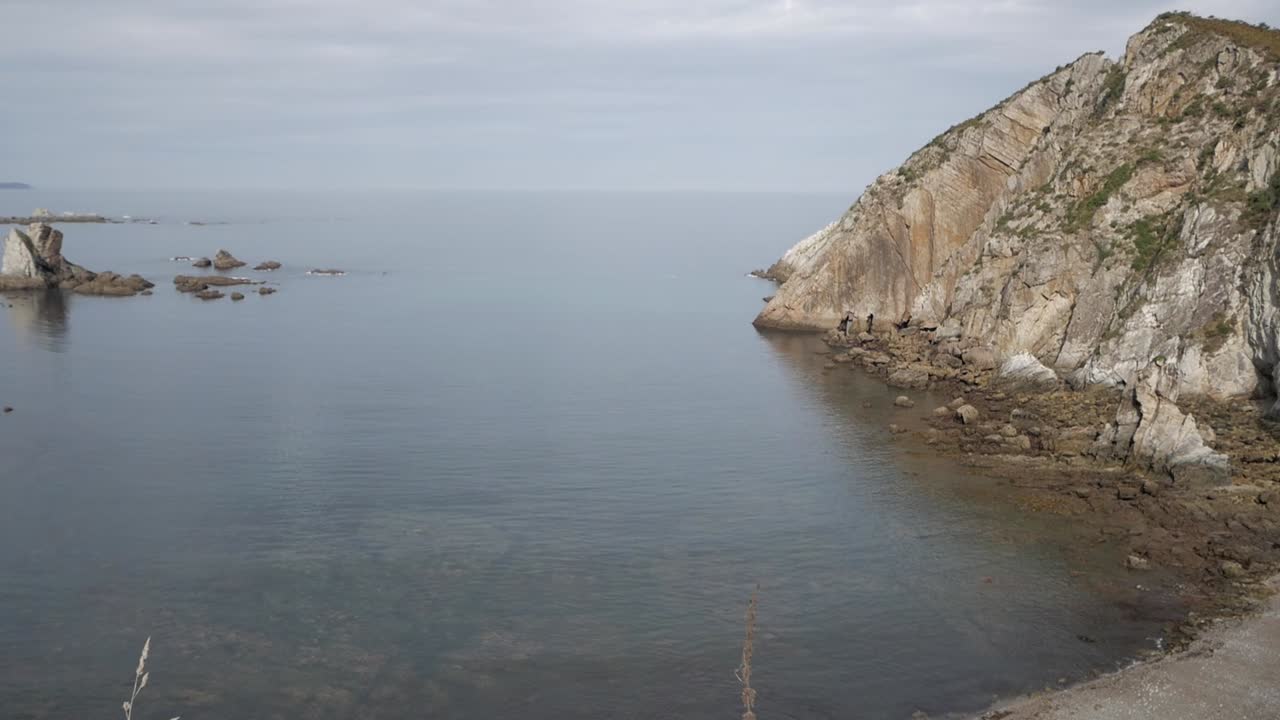 Peaceful coastal cliffs at Silence Beach, O Gaviero, Castañeras, Asturias, Spain