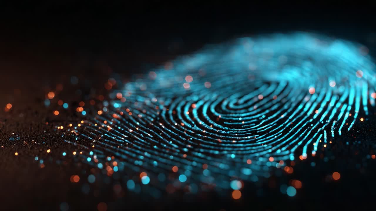 An Intricate Display of Fingerprints with Sparkling Particles, Showcasing Detailed Patterns and Textures in an Artistic Macro Perspective