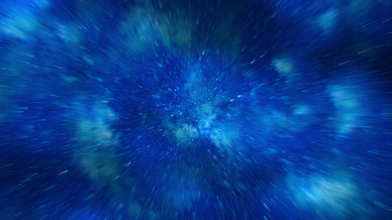 An artistic photo showcasing a blue and white swirling vortex with a radiant light at its center likely captured using a fast shutter speed for a dynamic visual effect