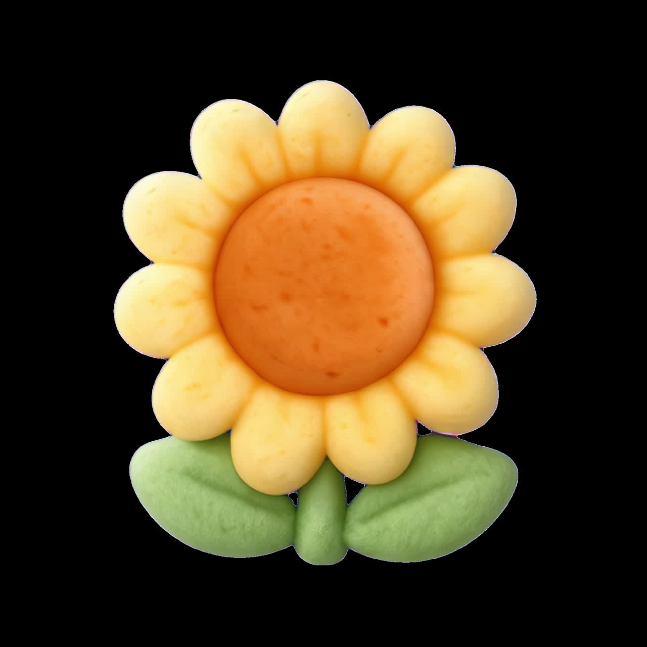 Cute sunflower clay design animation isolated asset, transparent 4K video, alpha channel, ProRes