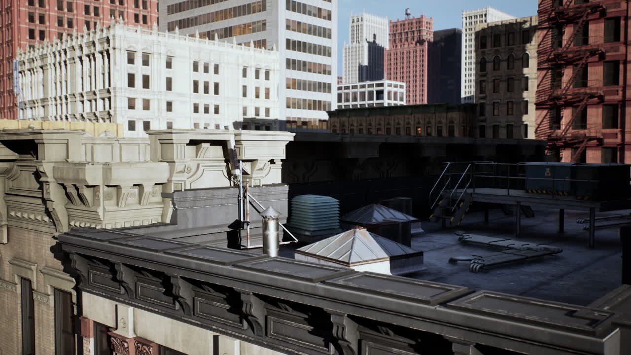 una vista de un tejado de la ciudad