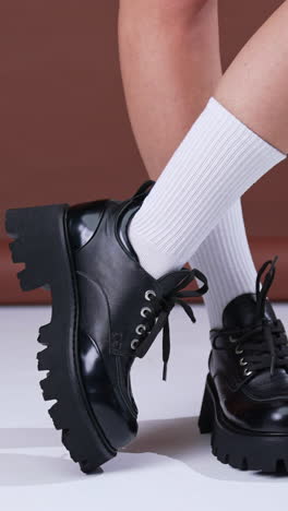 stylish platform lace-up boots with white socks