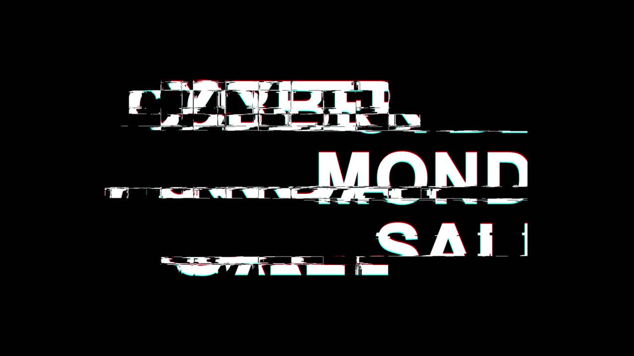 사이버 월요일 판매: 글리치 효과 텍스트 디지털 tv 왜곡 4k 루프 애니메이션