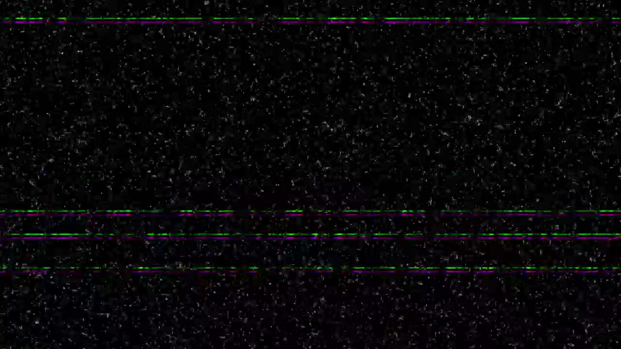 Statico TV retrò con linee verdi e magenta glitchate