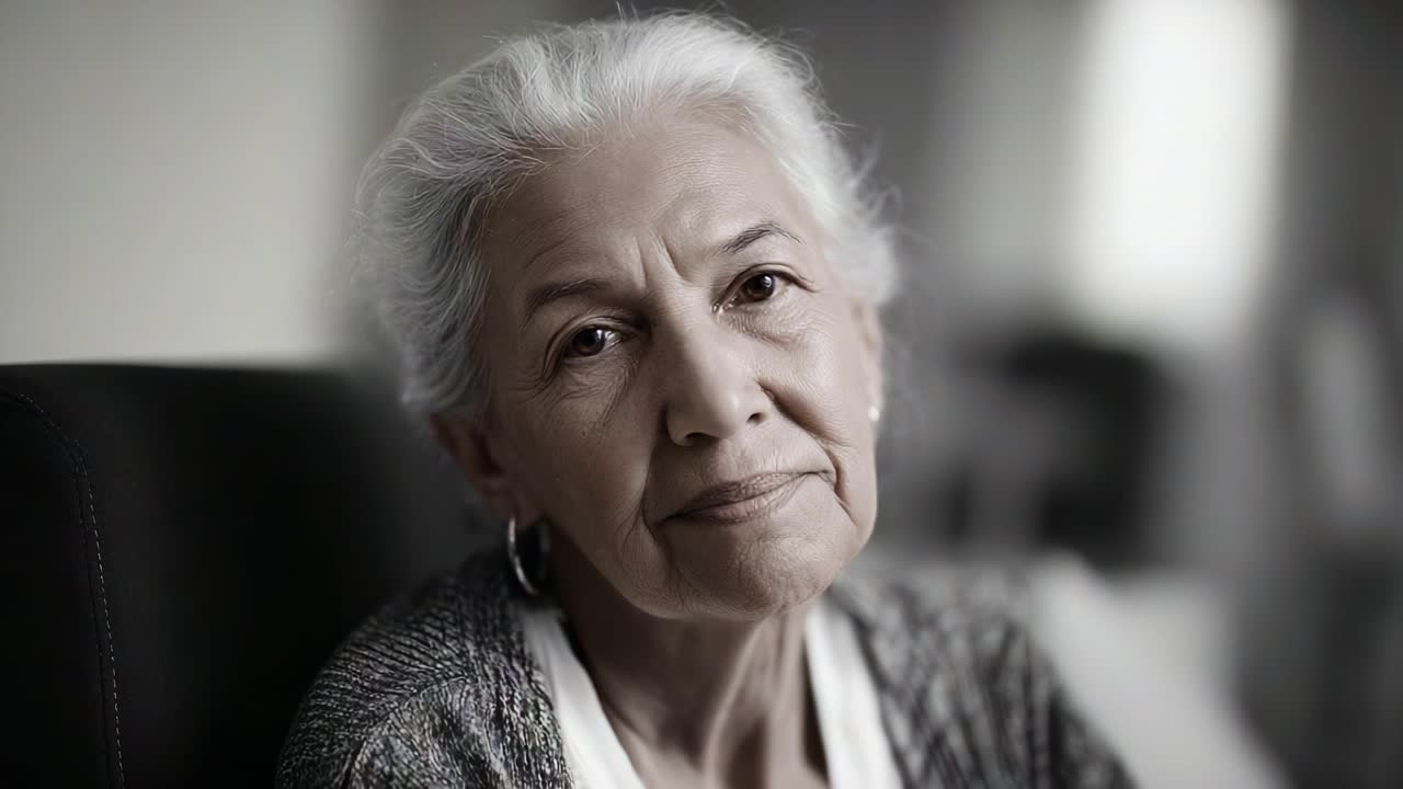 Mulher idosa contemplativa, perdida em pensamentos: uma série de momentos que capturam a profundidade da emoção e a reflexão no tempo, mostrando sua jornada de vida única