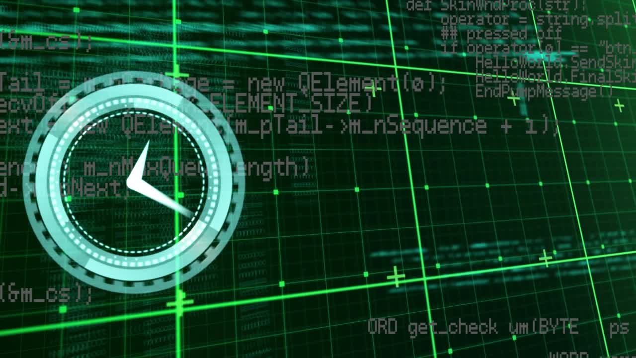 Animation of clock over data processing on grid
