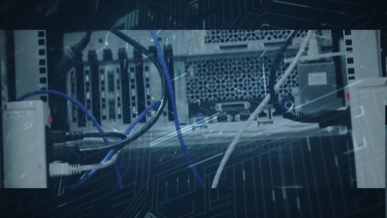 Composite computing clips and a glowing circuitboard