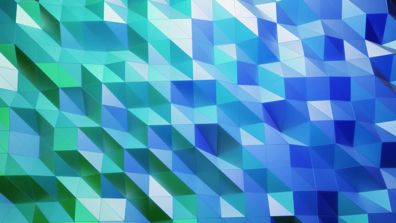 stylish creative abstract low poly background in 4k. Abstract waves move on glossy surface in loop. Smooth soft seamless animation. Simple minimalistic geometric bg. Blue gradient color