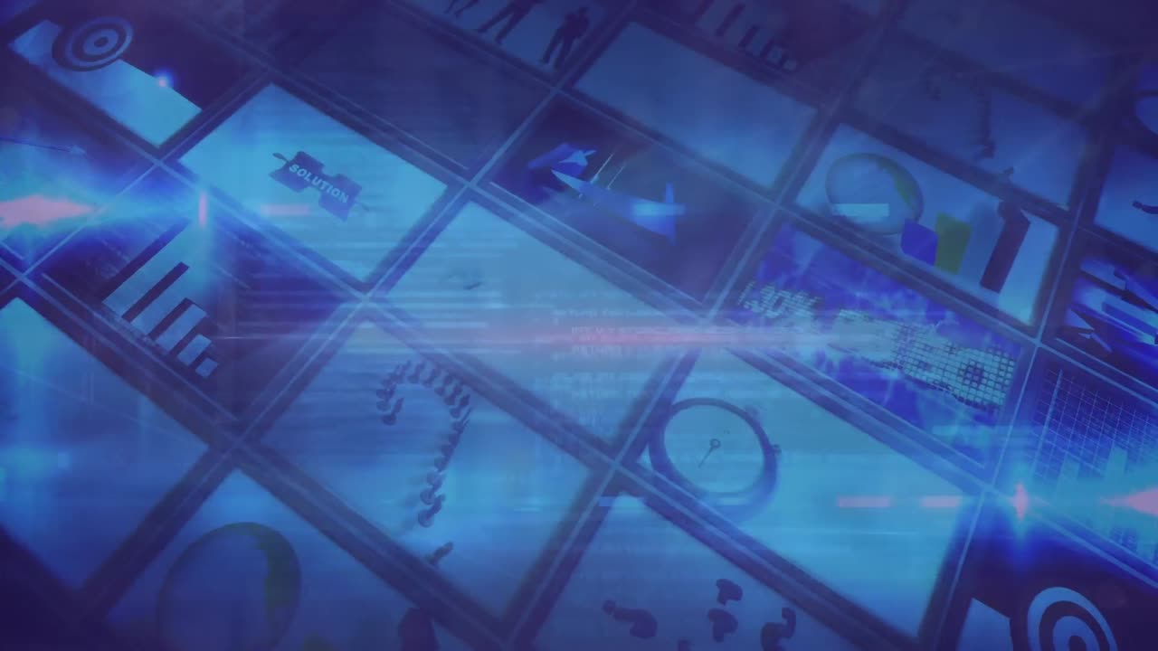 Animation of data processing over videos and light trails