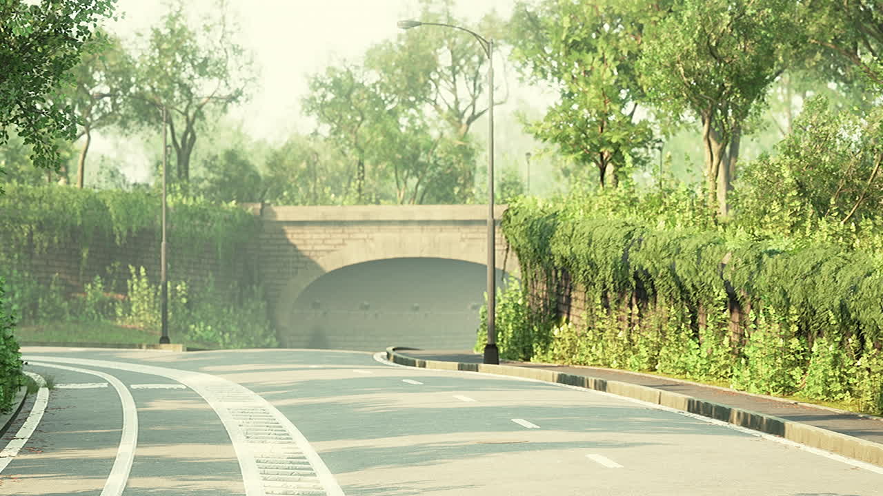 빈 도로 와 유럽 의 아침 빛 을 가진 도시 거리