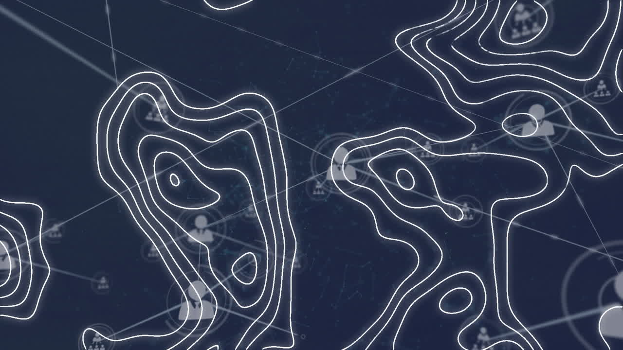 아이콘과 연결의 네트워크를 통해  ⁇  선의 애니메이션