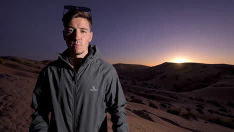 Man in Desert at Sunrise