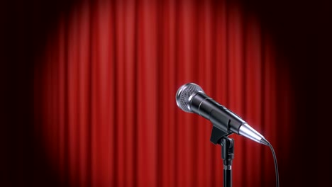 microphone and red curtains background