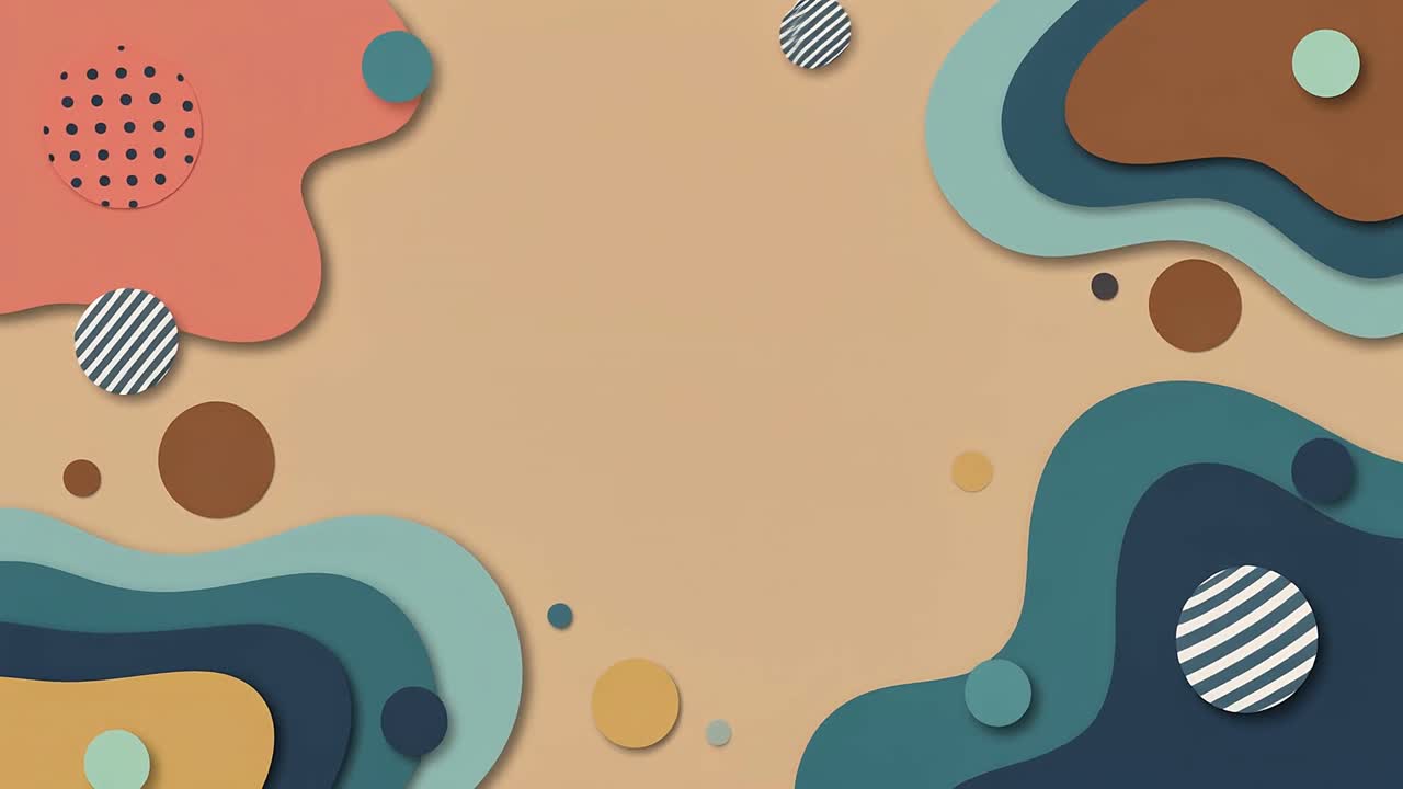 Modern Abstract Motion Graphics with Flowing Layered Shapes and Patterned Circles
