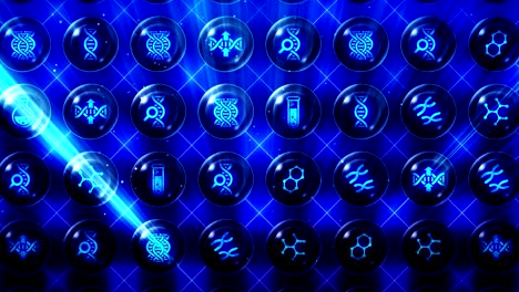 conjunto de iconos genéticos, antecedentes de biotecnología, animación de bucle cg,