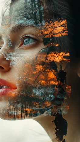 beauty and nature blend in a captivating double exposure portrait