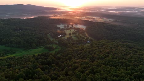 incredible nature of rolling hills and mountains in virginia usa at sunset