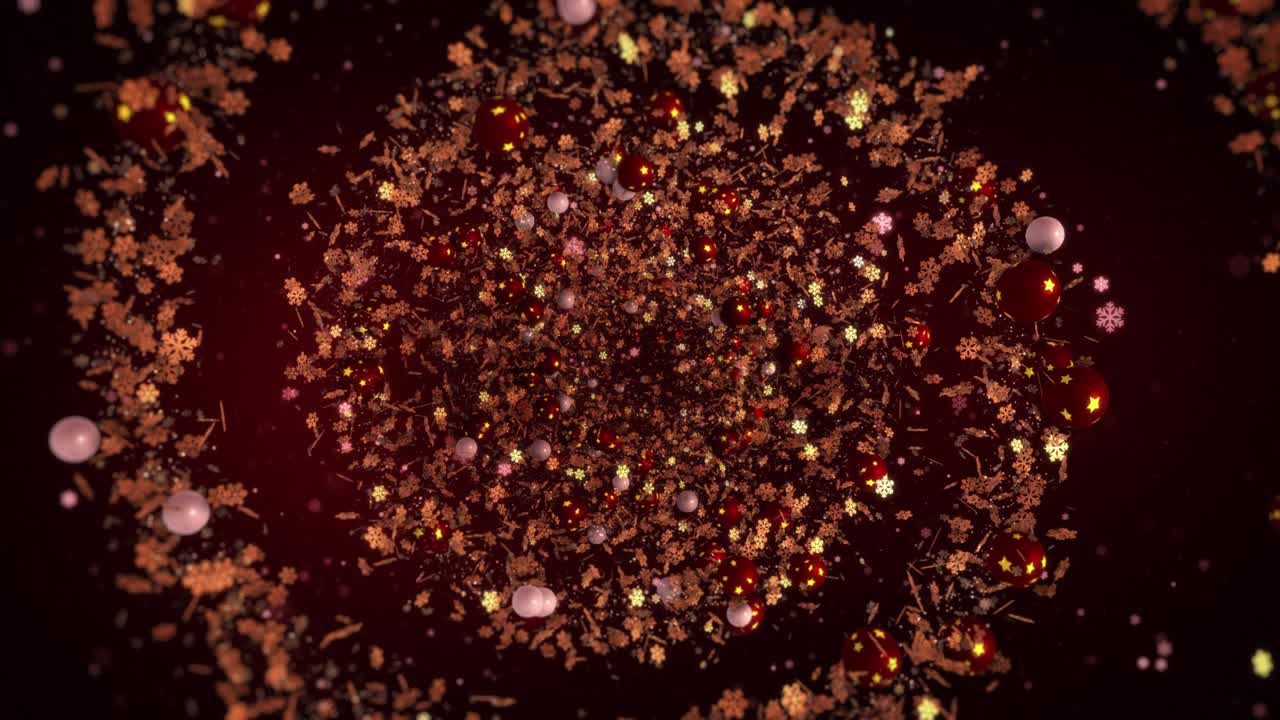 plantilla de mensaje de felices navidades de 4k con objetos animados de navidad, video de stock abstracto