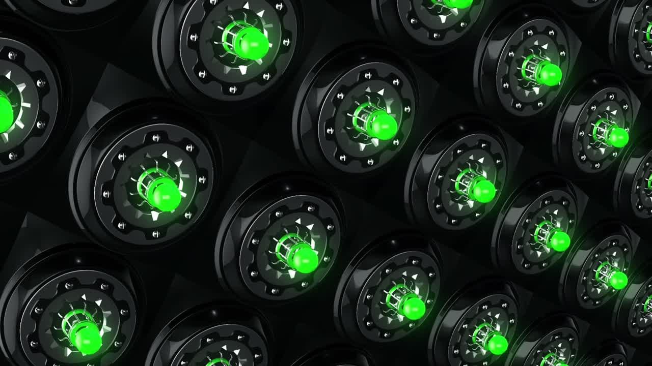 Abstract Futuristic Mechanical Panel with Glowing Lights