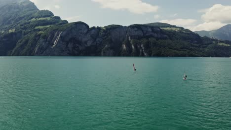 windsurfing on a swiss lake