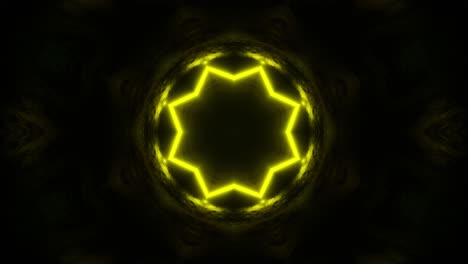 blue light in the dark with pattern of leaves. kaleidoscope vj loop