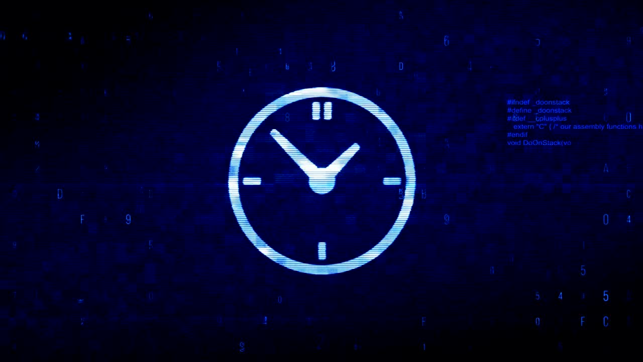 Clock Watch Symbol Digital Pixel Noise Error Animation.
