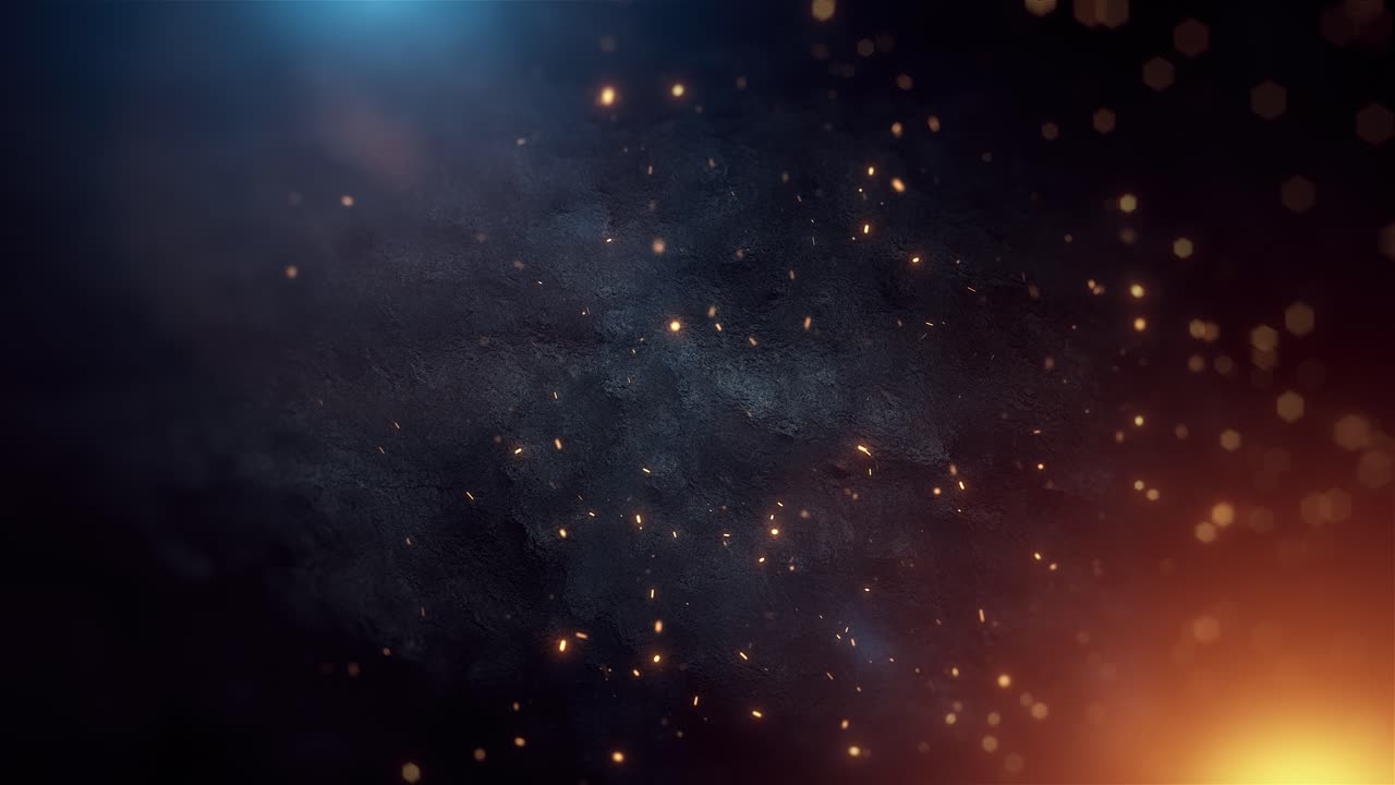 Abstract Background with Floating Golden Sparks and Light Effects
