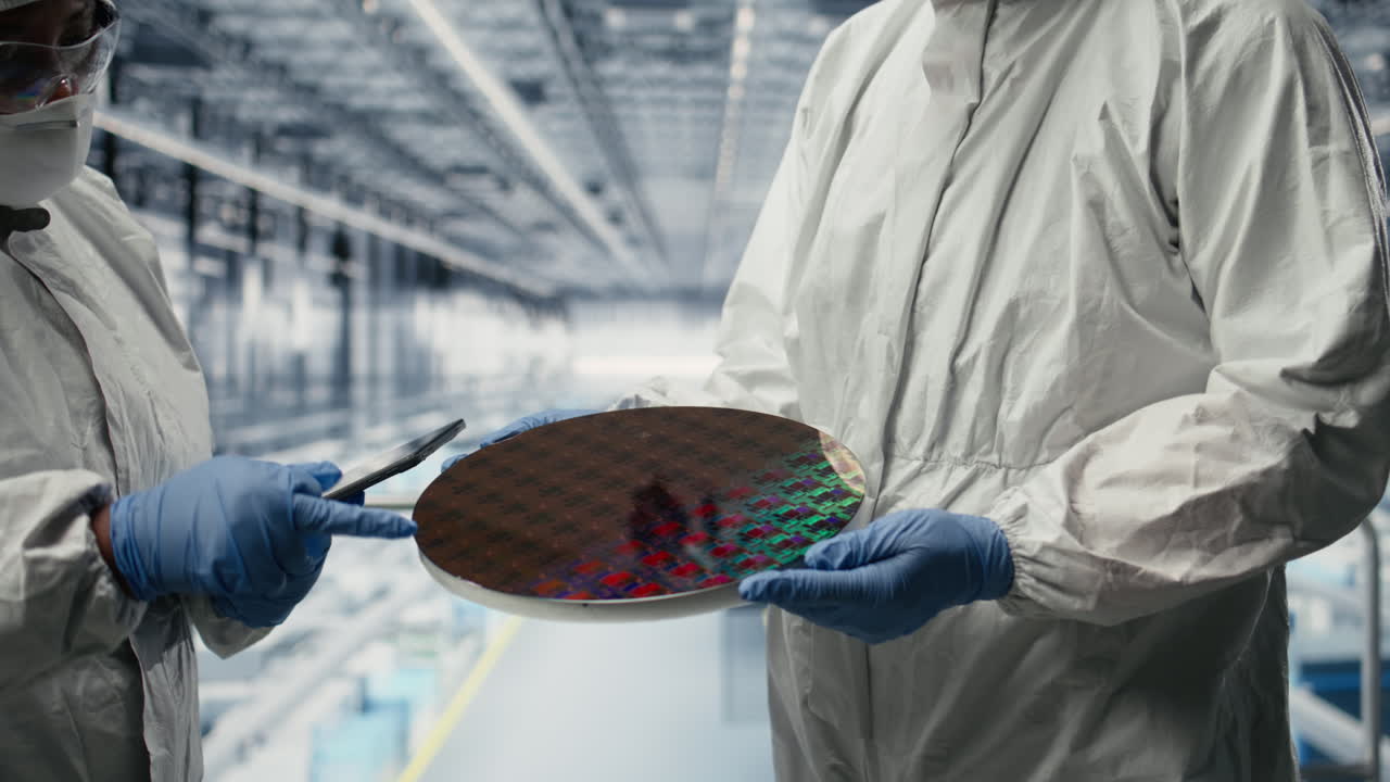 Upgrading microelectronics, silicon wafer prototype and technicians