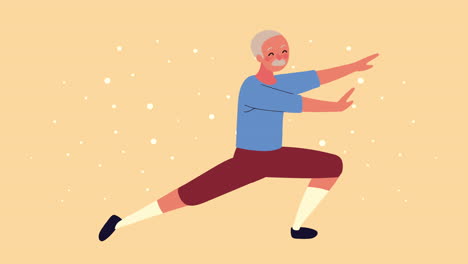 anciano practicando animación de ejercicios