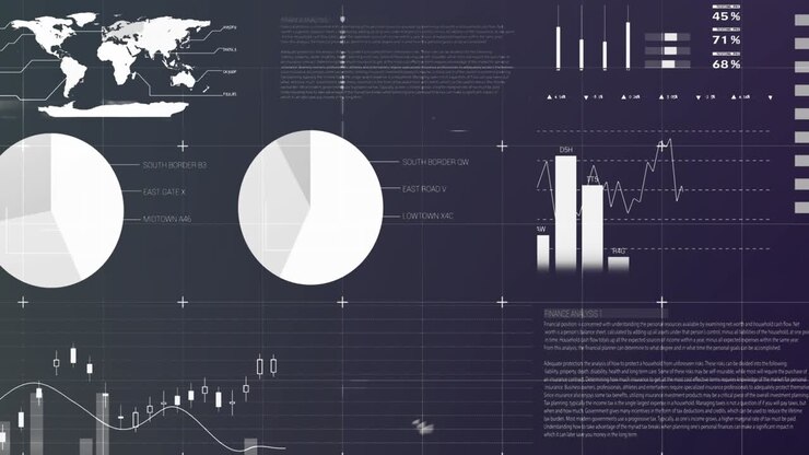 Animation of statistical data processing over grid network against blue background