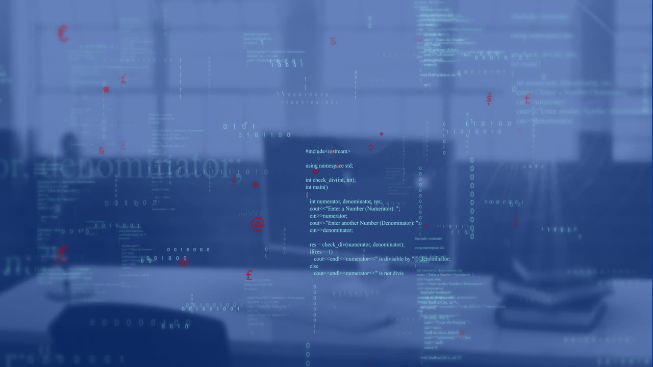 사무실의 작업 스테이션에서 데이터 처리의 애니메이션