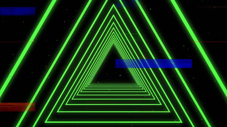 Animation of green triangles against black blackground