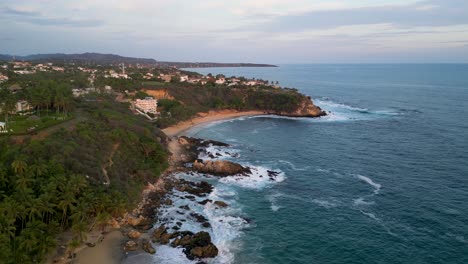 playa coral und bachoco, luftansicht drohne, puerto escondido oaxaca mexiko