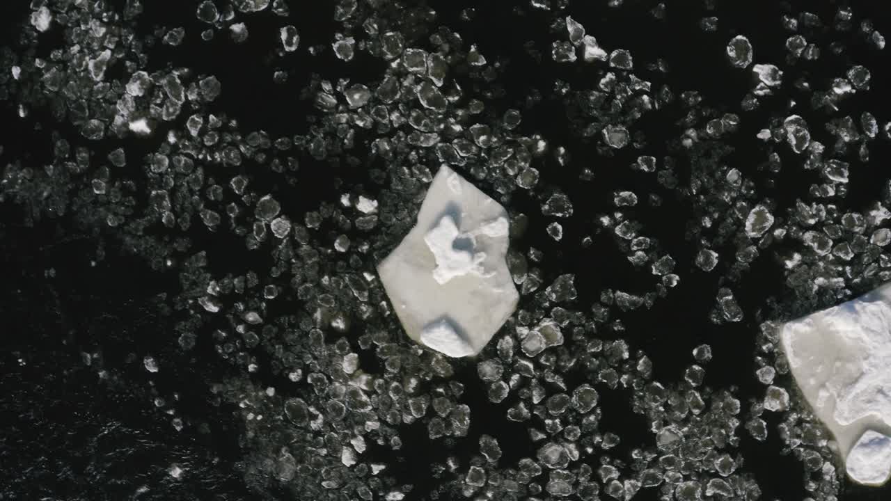 4k 강 빙산 버드아이뷰 드론 sequence_001