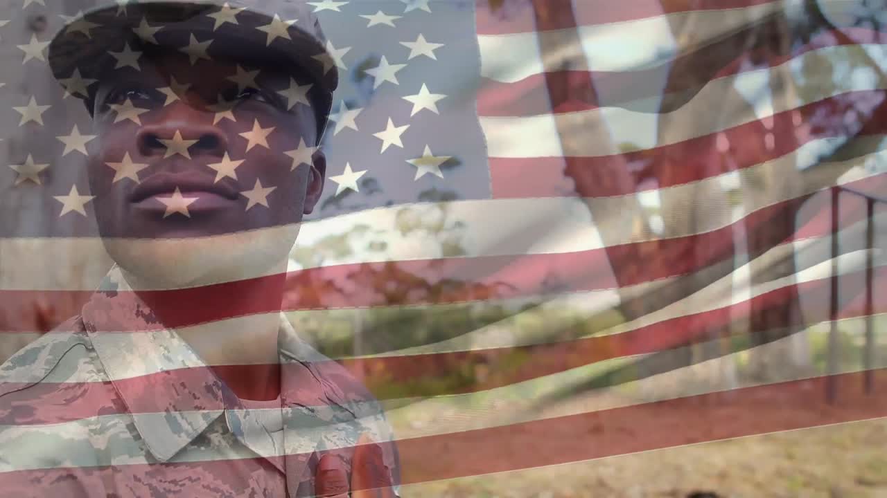 가 ⁇ 에 손을  ⁇ 고 있는 미국 군인