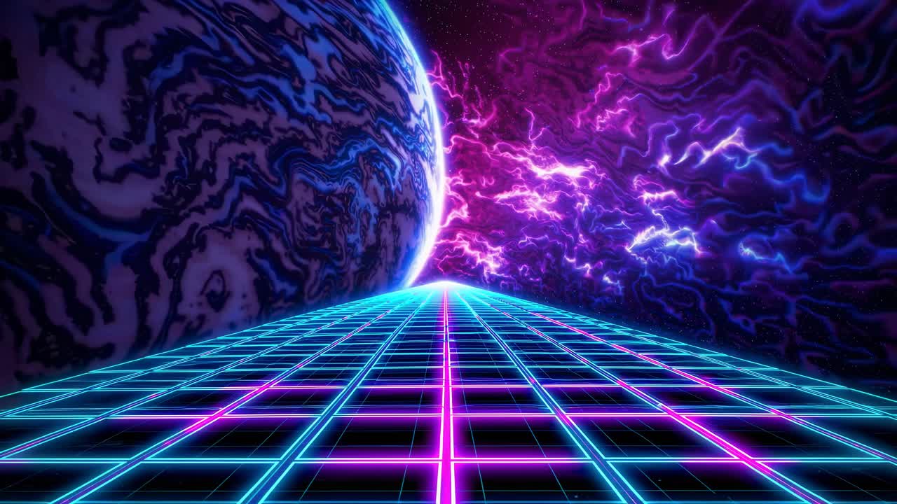 Retro Futuristic Space Grid Background