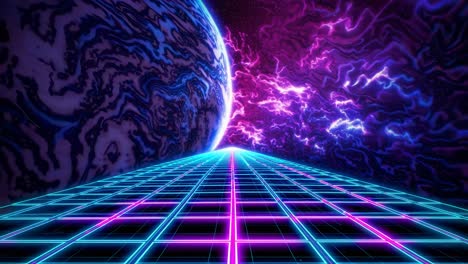 el fondo de la cuadrícula espacial retro futurista