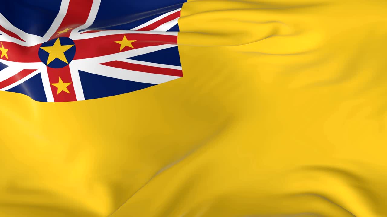 배경으로 루프 발을 흔들고 있는 니우에