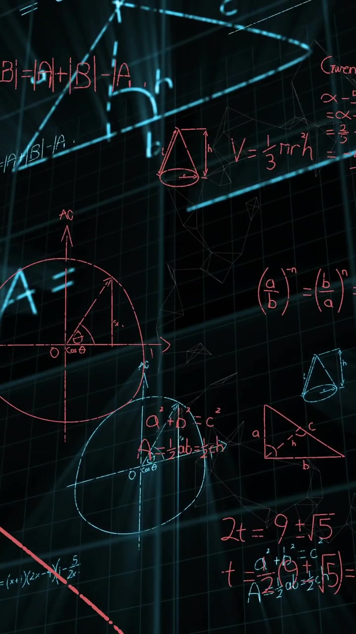 Animazione di elaborazione dati ed equazioni matematiche