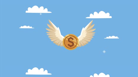 monedas dinero dólares animación voladora