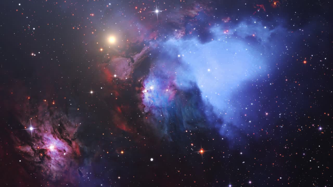 las estrellas y el gas llenan el espacio.